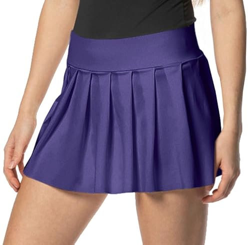 Damen Skater Mini Rock - kurzer sexy Plissee Rock für Sport, Freizeit, Büro, Party - violett M