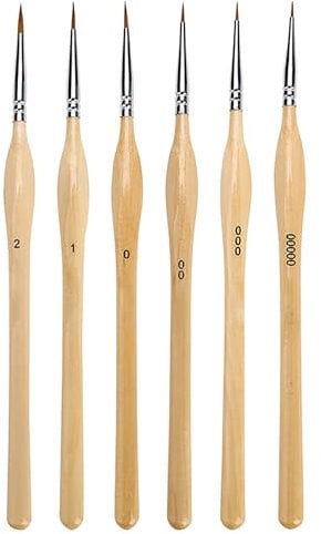 LacyMC 6 Pieces Fine Detail Paint Brush Miniature,Fine Detail Brushes with Triangular Handles,Mini Paints Brush Set for Acrylic,Watercolor,Oil,Face,Nail,Scale Model Painting
