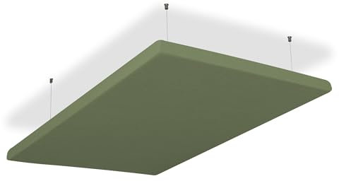 SILENT4® Schallabsorber Decke 114x72x5cm Akustikbild Akustikpaneele aus Akustikvlies, Seilmontage, messbar verbesserte Raumakustik durch Akustikplatten mit waschbarem Stoffbezug in Grün