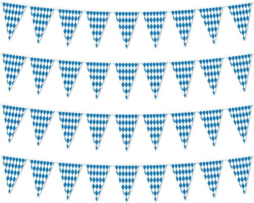 4 Stück 40M Oktoberfest Wimpelkette Dekoration - Bayrische PE Wimpel Girlande - Girlande Bayer Oktoberfest Deko Wimpel für Party Hausgarten Bar Bierzelte Bierfest