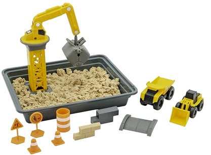 CAT Baustellenfahrzeuge Kinder Spielzeug | Dig N' Build Bausand Spielset mit 340 Gramm Sandmischung & Aufbewahrungsbehälter | Kinetischer Sand Baustellen Sandspielzeug Set & Geschenke ab 3 Jahren