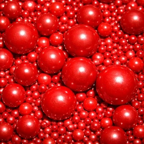 Lozadia 100g Edible Sprinkles Metalic Pearl Sprinkles Of Pearl Sugar Cake Sprinkles, Edible Cake Decorations, Sugar Balls for Cupcake Cakes Sprinkle On Birthday Wedding Party (Red)
