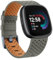 Wanme Armband für Fitbit Versa 4 / Sense 2 - Weiches Leder Ersatzband für Damen und Herren, Wasserdichtes Sport Uhrenarmband, Klein, Grau