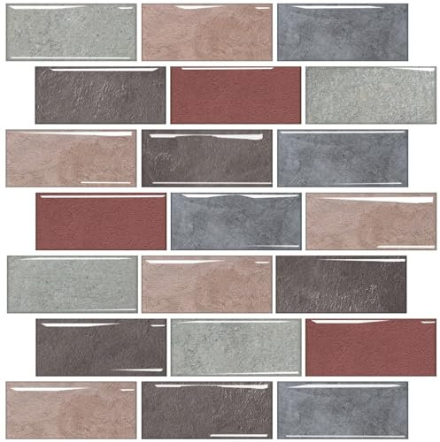 HPNIUB 10 Sheets Self Adhesive Wall Tiles,Stick On Wall Tiles Kitchen Splashbacks for Walls,Tile Stickers Peel and Stick Backsplash Splashback Decals Tile 30x30cm