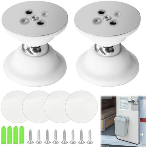 Magnetic Door Stop, 2 PCS with Catch 3m Self Adhesive/Conceal Screws Mounted Mini Magnetic Door Holder, Door Stops for Behind Various Doors (White)