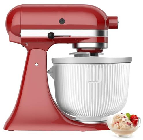 Ice Cream Attachment for KitchenAid Stand Mixer,Fits 4.5-5Qt Tilt-Head/6-7Qt Bowl-Lift Stand Mixers, 2-Quart Frozen Kitchenaid Ice Cream Maker Attachment, Ice Cream & Sorbet Gelato Maker by KassunKoch