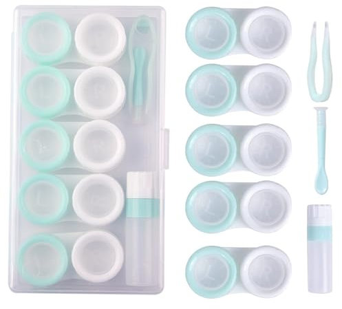MYSUNBAR 5 Paar Reise Kontaktlinsen Etuis, Kontaktlinsen Aufbewahrung, Kontaktlinsen Behälter Monatslinsen, Kontaktlinsen-Etui, Tragbare Kontaktlinsenbox
