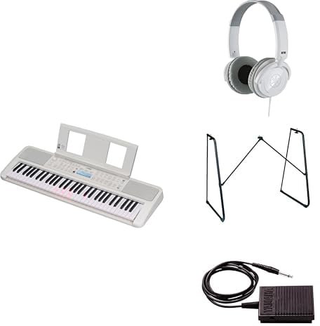 Yamaha Tastiera portatile EZ-310 per principianti in dotazione con cuffie HPH-100, supporto per tastiera L-2C e pedale sustain