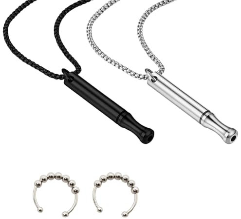 GUTERTOP 2 Stück Rauchentwöhnung Hilfsmittel mit 2 Anxiety Ring, Kette mit Pfeife, Atemkraft Rauchentwöhnung für Meditation Relief Stress
