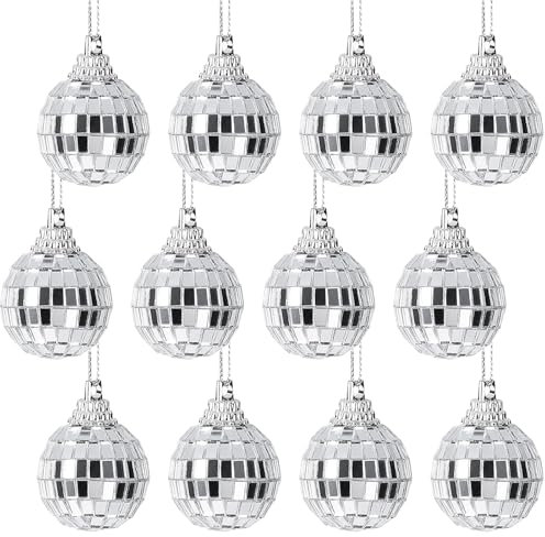 Silver Moscow Decoration Balls, 12 Pcs Silver Mirror Christmas Decoration Balls. Suitable for bar parties, stage props, Christmas tree ornaments and other party decorations (3cm)
