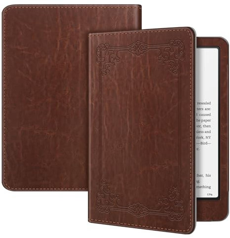 FINTIE Étui pour 7 Kindle Paperwhite 2024 (12e Génération) et Kindle Colorsoft Signature Edition (1re Génération), Housse Folio Coque avec Veille/Réveil Automatique, Marron Vintage