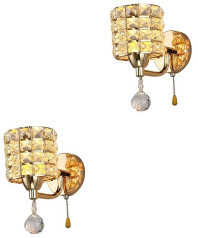 HOMSFOU 2 Stück Kristall Lampe Wandleuchte LED Wandleuchte Kristall LED Licht