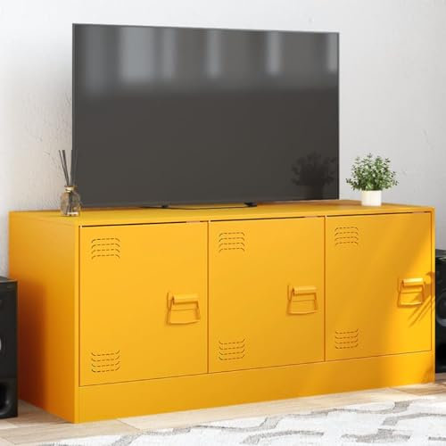 Buzaza TV-Schrank Fernsehschrank Schrank Wohnzimmer TV Cabinet TV Sideboard Wohnzimmer Senfgelb 99x39x44 cm Stahl - 841646