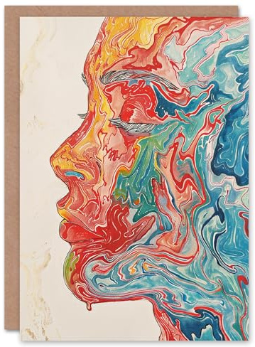 Artery8 The Flow Within Colourful Psychedelic Portrait Blank For Him Or Her Art Birthday Card