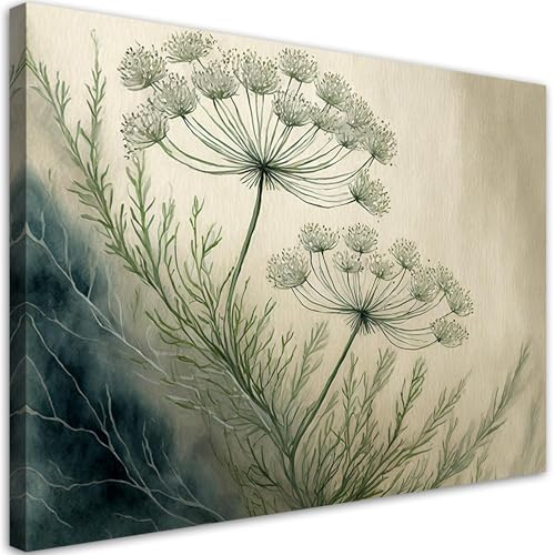 Feeby Leinwand Bilder - Pflanzen Botanicals Abstrakt - Canvas 60x40 cm - Deko Wohnzimmer - Wandbilder Schlafzimmer - Deko Aesthetic - Wand Deko - Leinwand Groß - Deko Zimmer - Leinwandbilder XXL