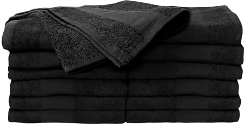 ForPro Premium Bleichmittel robuste Salon-Handtücher, schwarz, 100% Baumwolle, bleichfest, schmutzabweisend, 40,6 cm B x 68,6 cm L, 12 Stück