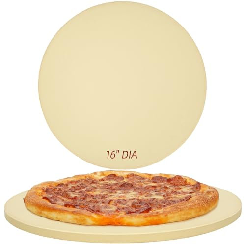 Permade Pierre à pizza ronde pour barbecue et four - Pierre de cuisson de 40,6 cm - Pierre à pizza en cordiérite robuste pour pain, biscuits, résistant aux chocs thermiques - Pierre de cuisson pour
