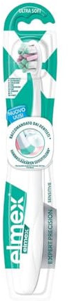 elmex Expert Precision Sensitive Handzahnbürste | Ultra weich | sensible Zähne | Tiefenreinigung und sanfte Reinigung | Bessere Druckverteilung in sensiblen Bereichen | Tiefenreinigung