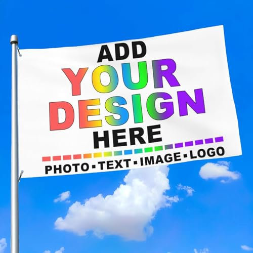 HWFOI Personalisierte Flagge, Fahne Selbst Gestalten 5x8 FT, Fügen Sie Ihr eigenes Bild hinzu, Text, Personalisierte Wanddekoration Garten-Yard-Schild Camping Flagge(ohne Fahnenmast)