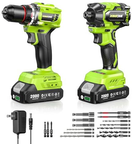 Robustrue-21V Kit combinado de taladro e impacto inalámbrico