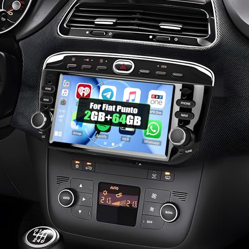 SIXWIN 2+64G Android 13 Autoradio für FIAT Punto(2010-2016)/Linea(2012-2015) mit Carplay/Android Auto/Mirrorlink,6.2 Zoll HD Touchscreen Unterstützt WiFi GPS FM Bluetooth EQ