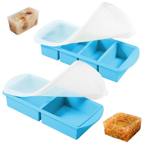 2 in 1 Contenitori Per Zuppe E Stampi Per Congelatore, Souper Cube,Blu
