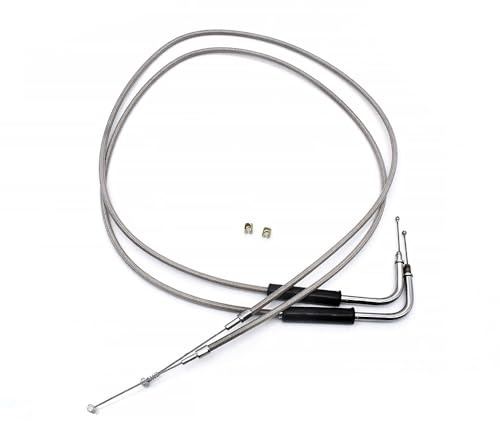JWFBDB Gaine de câble d'accélérateur en acier tressé 42 pouces compatible for les accessoires Harley Davidson Sportster XL1200, 883 Dyna, Road King et Electra Glide