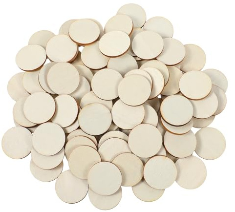 100 Stücke Holzscheiben zum Basteln Runde holzscheiben kleine holzplättchen 25mm Unvollendete Holz Scheiben Rund für DIY Handwerk Hochzeit Basteln Scrapbooking
