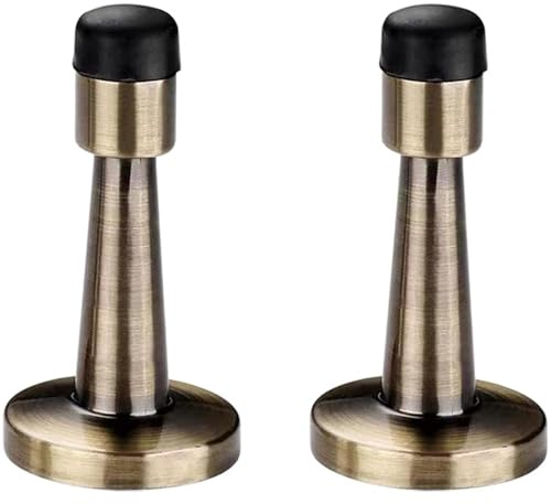 2 Pcs Antique Brass Door Stoppers for Walls, Brass Door Stop, Antique Brass Door Stoppers for Walls, Wall Mounted Door Stop for Indoor Home, Office and Hotel Use, 8x4 cm Alloy Door Protector