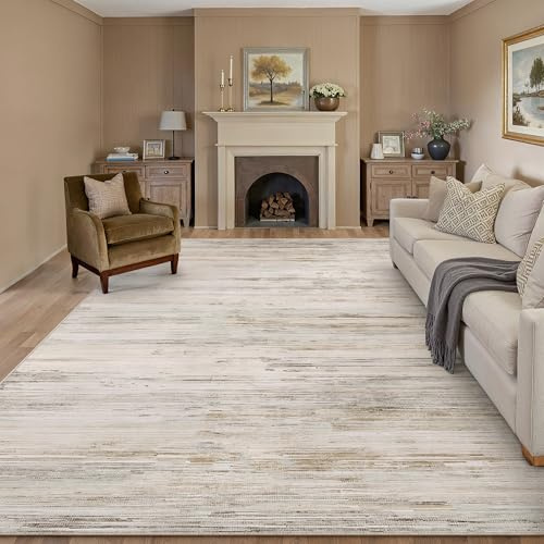 PureCozy Teppich Wohnzimmer 300x400cm Beige Waschbar Groß Carpet | Modern Abstrakter Teppich, Rutschfest, Waschbarer Weich, für Eingangsbereich, Küche, Bettvorleger