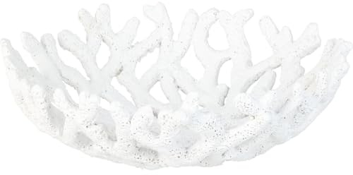 Carousel Home White Coral Decorative Bowl, 21cm Resin Sea Coral Sculpture, Nautical Coastal Centrepiece Ornament