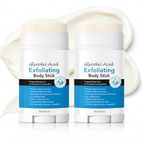 2PCS Glykolsäure Peeling Stick, AHA Körperpeeling, Body Scrub für Glatte Haut, Fruchtsäurepeeling, Körperpeeling Stick - Salicylsäure & Jojobaöl für raue Hautstellen: Beine, Arme, Knie & Ellbogen, 75g