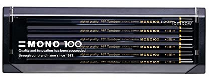 Tombow Bleistift MONO 100 HB, 12er-Set, hochwertige Graphitmine mit hoher Dichte, intensiver Kontrast, ideal zum Zeichnen und Schreiben [MONO-100-HB]
