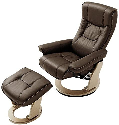 Robas Lund, Sessel, Relaxsessel, Hamilton mit Hocker, Leder/braun, 83 x 85-110 x 105 cm, 64026BN5