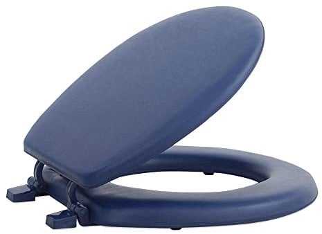 Soft Standard Vinyl Toilet Seat, Navy 17 Inch Soft Vinyl Cover with Comfort Foam Cushioning - Fits All Standard Size Fixtures - Easy to Install Fantasia by Achim Home Decor