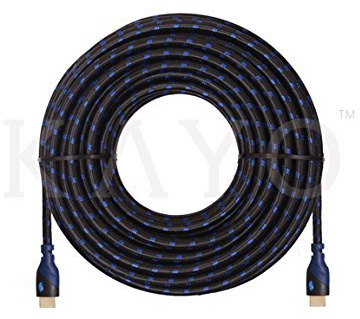 Kayo - Cavo HDMI ad alta velocità 4K Full HD (50/15 m), supporta 4K, Ultra HD, 3D, 2160p, 1080p, Ethernet, ARC, Blu-Ray, PS3, PS4, Xbox 360, 4K Super HD Streaming + fascetta inclusa, custodia blu nera