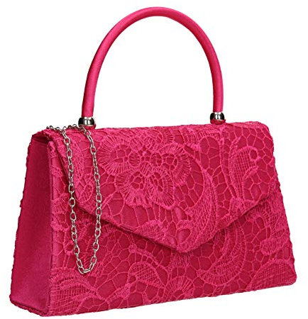 SwankySwans Kendall Pochette élégante en dentelle pour femme, Rose (Fuschia), Taille unique