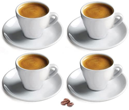 Cusinox White Porcelain Espresso Cup Sets for Espresso Coffee, 2 Oz