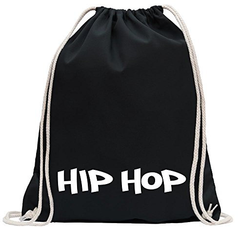 Kiwistar - Turnbeutel - schwarz - Hip Hop Musik Gangsta Style Rap Ghetto - Fun Rucksack Sport Beutel Gymsack Baumwolle mit Ziehgurt