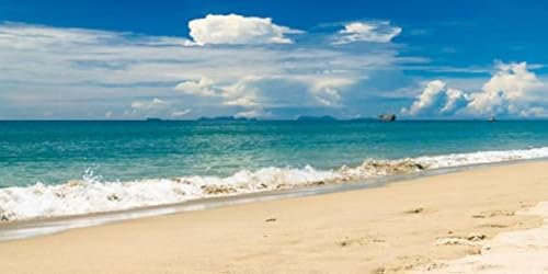 AOFOTO 1,8 x 0,9 m Sommer Strand Hintergrund für Fotografie Poster Meer Sand Blau Wasser Blick Blauer Himmel Könnte Hochzeit Porträt Fotoshooting Hintergrund Vinyl Tapete Urlaub Foto Studio Requisiten