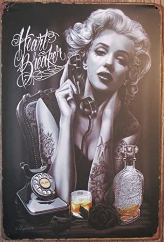 Hotrodspirit – Marilyn Monroe Tattoo-Platte und Flasche Alkkkol, Deko, Tattoo-Poster