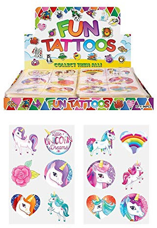 Henbrandt 24 x Girls UNICORN Temporary Tattoos Children's Birthday Party Bag Filler