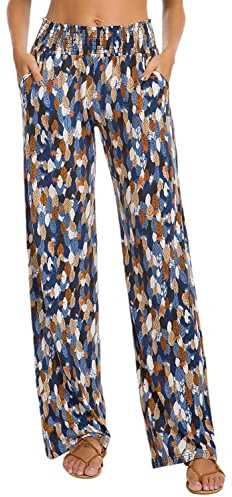 Urban Coco Damen Boho Palazzo Hose Weites Bein Loungehose, P9, S