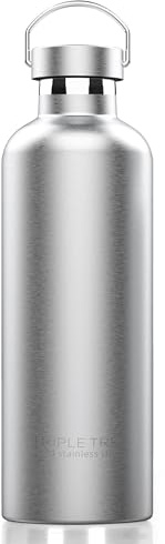 Triple Tree 34OZ Vacuum Insulated Stainless Steel Water Bottle, Double Wall Wide Mouth Lids Keeps beverage Hot or Cold Sweat Proof