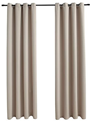 vidaXL 2X Vorhang Verdunkelung mit Metallösen Verdunkelungsvorhang Kräuselband Ösen Schlaufe Thermo Gardine Blickdicht Beige 140x225cm
