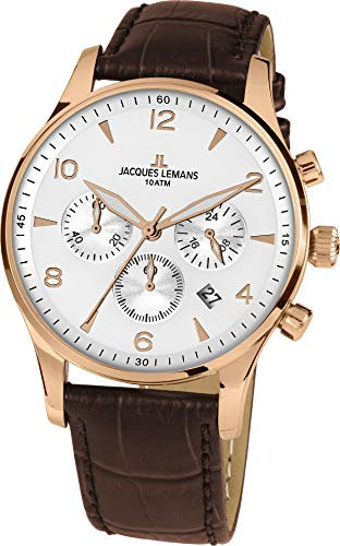 JACQUES LEMANS Herrenuhr London 1-1654 massiv Edelstahl ip-rosé 1-1654.2ZL