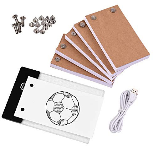 Fesjoy Libro Libro con luz LED Light Box Tablet 300 hojas de papel de dibujo flip book con tornillos de encuadernación para dibujar tracing animación Sketching dibujos animados Kit