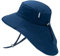 Jan & Jul Sommer Kinder Sonnenschutz Badehut 100% Baumwolle (XL: 6-12 Jahre, Navy mit Navy Trimmen)