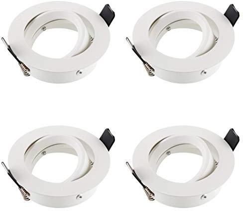 SEBSON Gehäuse für Einbaustrahler mit GU10 Fassung LED Halogen 230V - Schwenkbarer Einbaurahmen, Lochdurchmesser 75mm (min. 73mm, max. 77mm) für Deckenbeleuchtung - 4er Set