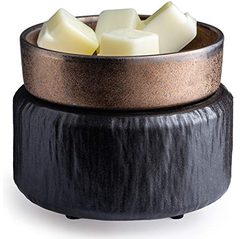 Candle Warmers ETC 2-in-1 Kerzen- und Duftwärmer zum Erwärmen von Duftkerzen oder Wachsschmelzen und Tarts mit Raumerfrischung, primitives Schwarz und Bronze